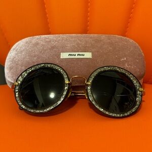 MIU MIU Silver Round Tinted Women’s Sunglasses